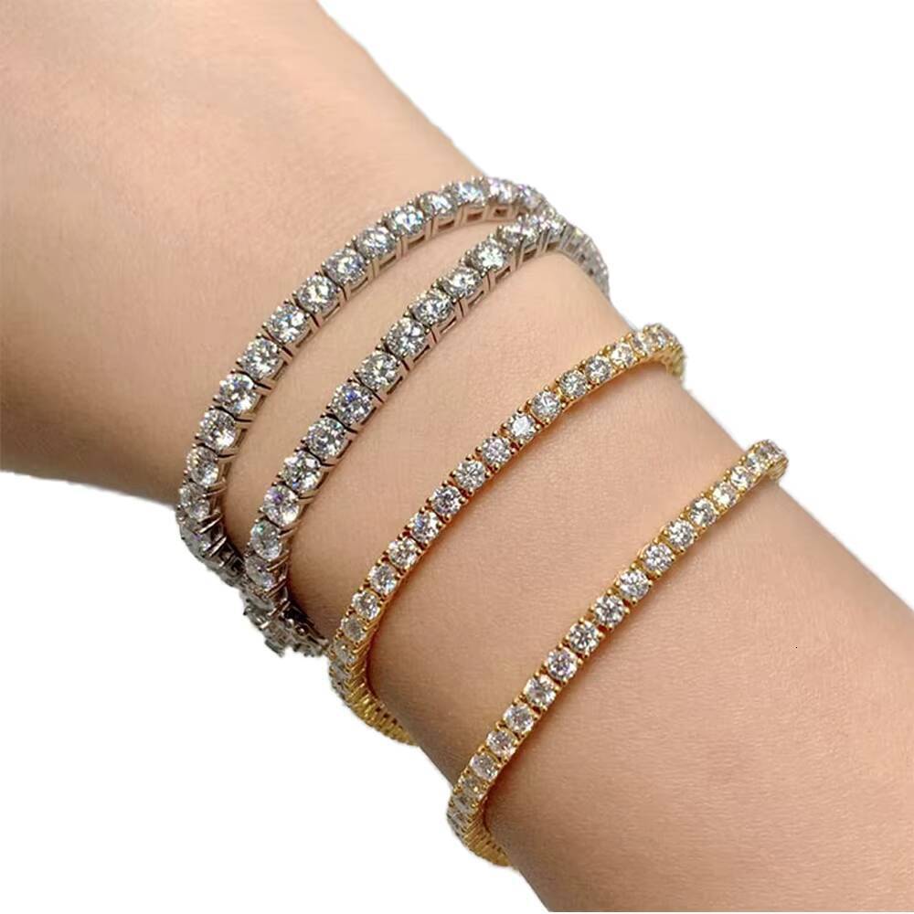 Iced Fine Hip Hop White Gold Plated Luxury S925 Sterling Silver VVS Moissanite Diamond Women Tennis Bracelet