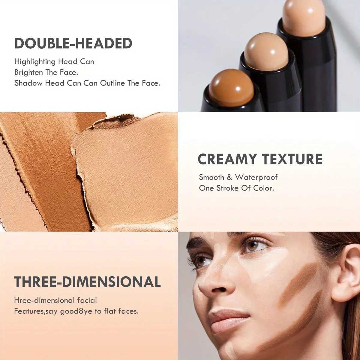 Double Head Highlight Pen Face Make Up Liquid Waterproof Contouring Foundation Contour Makeup Concealer Stick Pencil Cosmetics H260402