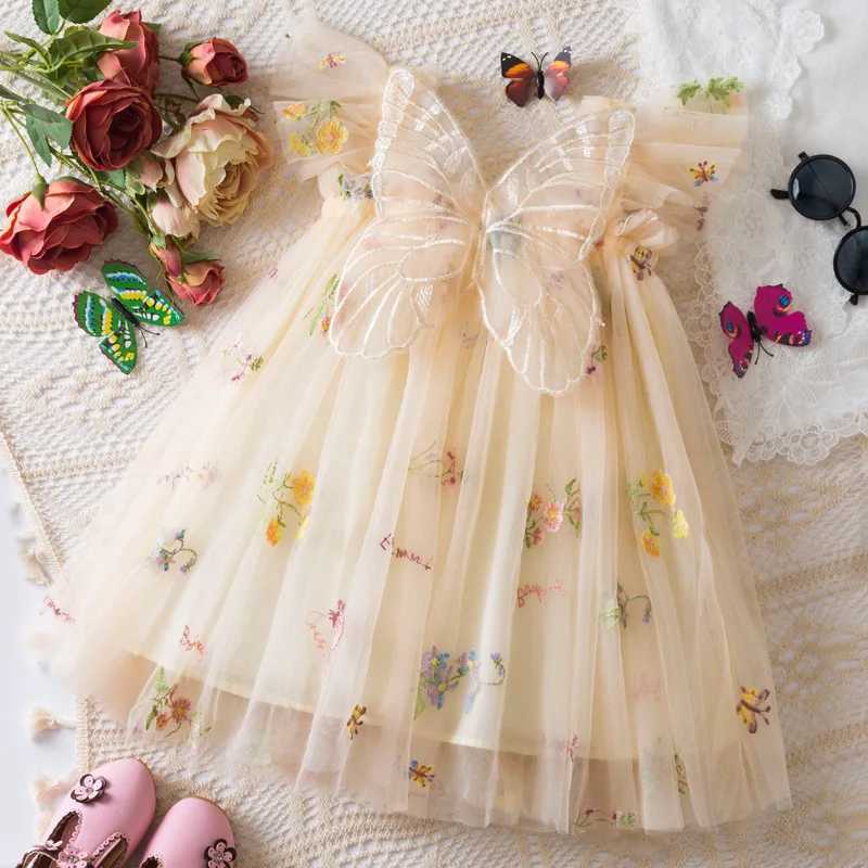 Summer New Cute Butterfly Chiffon Baby Girl Dress Princess Style ChildrenS Clothing 9 Months -4 Years Old H260402