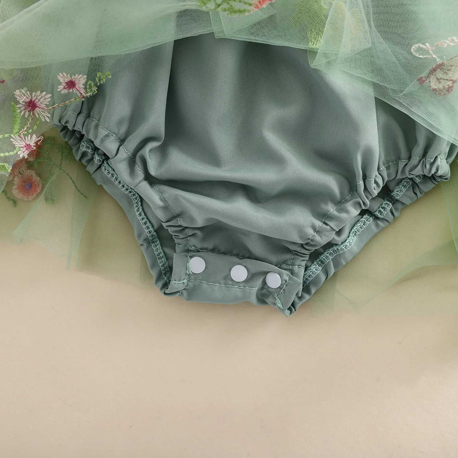 Summer Newborn Baby Girl Rompers Outfits Mesh Flower Butterfly Embroidery Bodysuits Dress Toddler Fashion Jumpsuits Clothes H260402