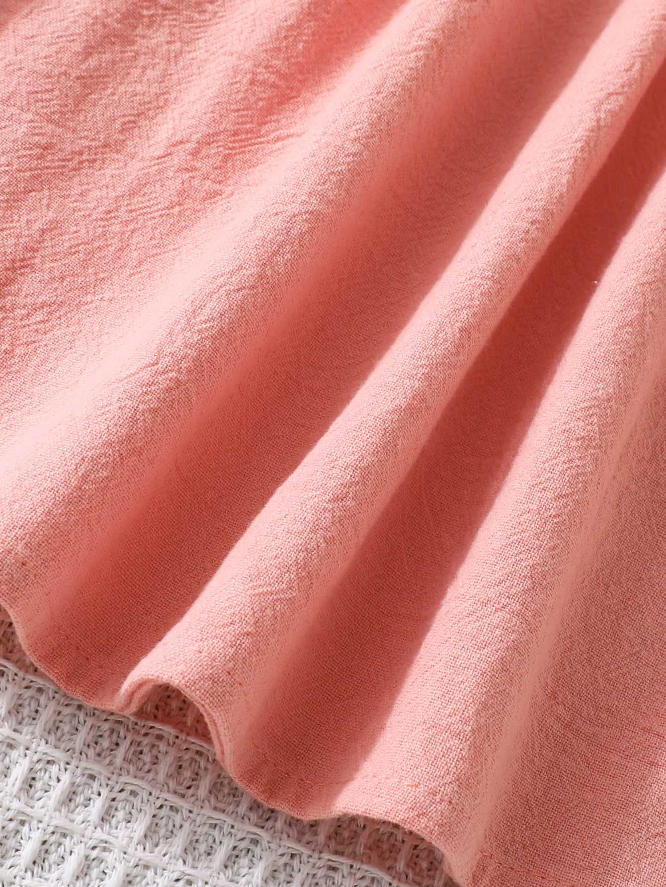 Girls Summer Casual Soft Pink Collar Dress Infant Girls Clothing Lightweight Comfortable Fashionable Toddler Girl Dress H260402