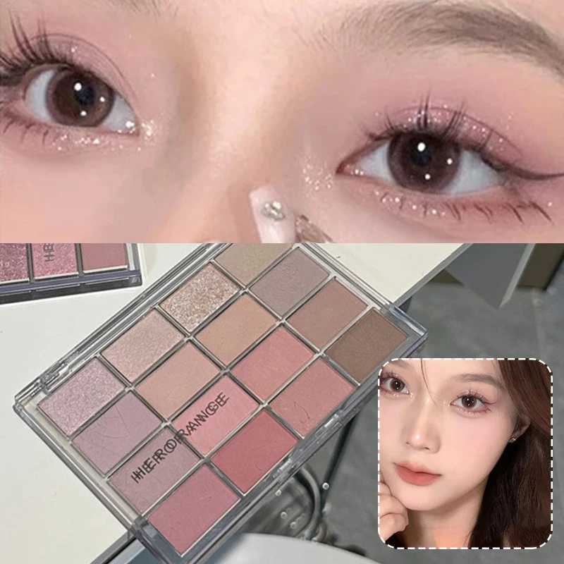 16 Color Eye Shadow Palette Glitter Pearl Matte Eyeshadow Palette Pink Long Lasting Korean Low Saturation Earth Color Eye Makeup H260402