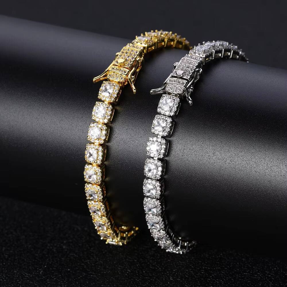 Fashion 2mm-6mm VVS Moissanite Diamond Tennis Bracelet Luxury Womens Men Gold 925 Sterling Silver Lab Grown Mossanite Jewelry