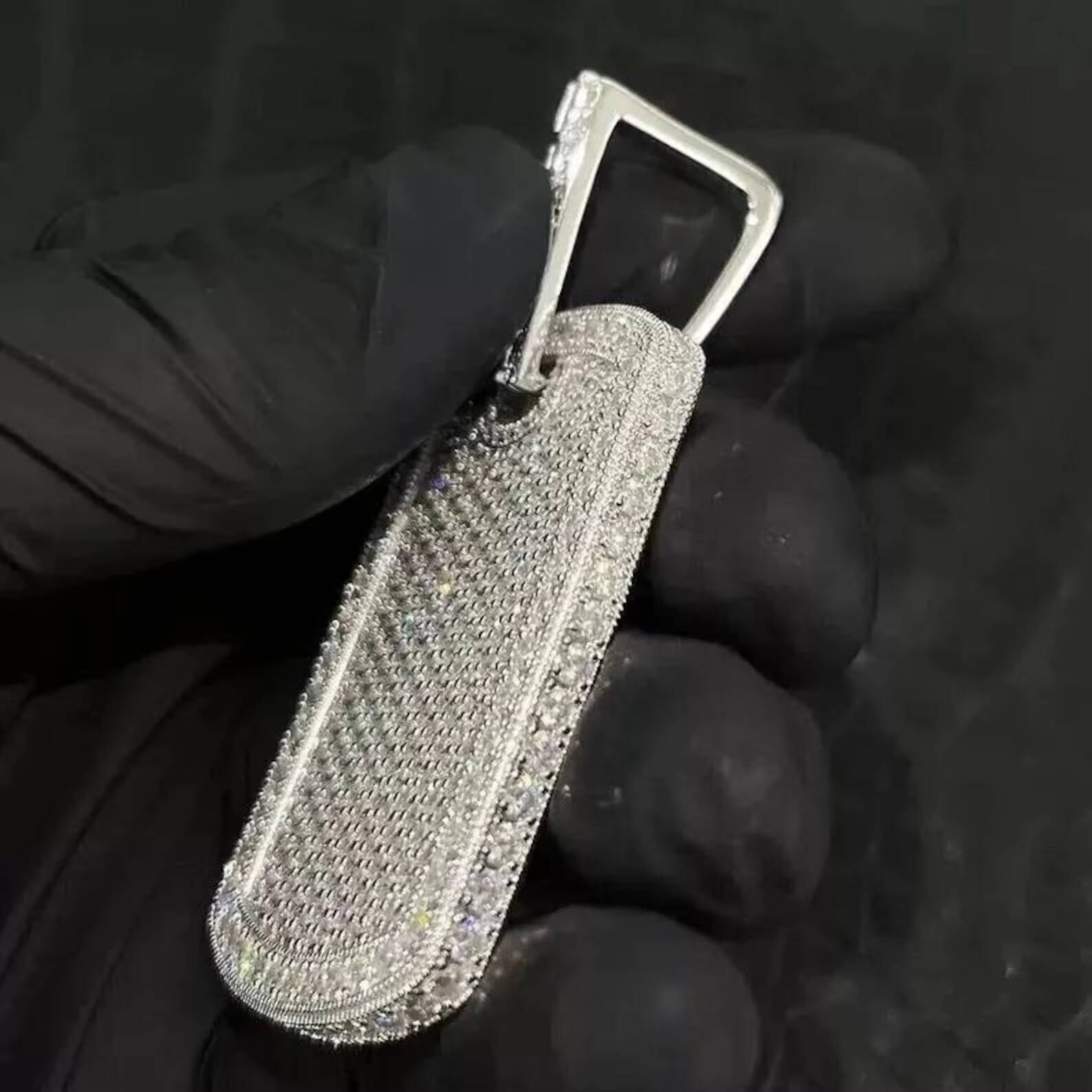 Dvars Diamond Iced Dog Tag VVS Moissanite 925 Sterling Silver Certified Luxury Hip-Hop Pendant for Men/Women Unisex Custom Charm