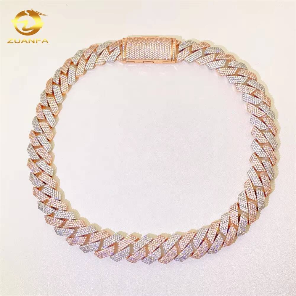20mm Pass Diamond Tester Luxury VVS Moissanite Diamond 925 Sterling Silver Iced Out Cuban Link Chain