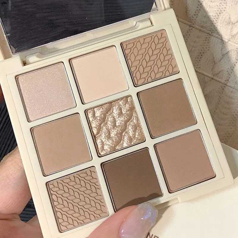 9 Color Eyeshadow Daily Makeup Brown Eye Shadow Palette Shimmer Matte Lasting Pearl Fine Shimmer Earth Color Eye Shadow Korean H260402