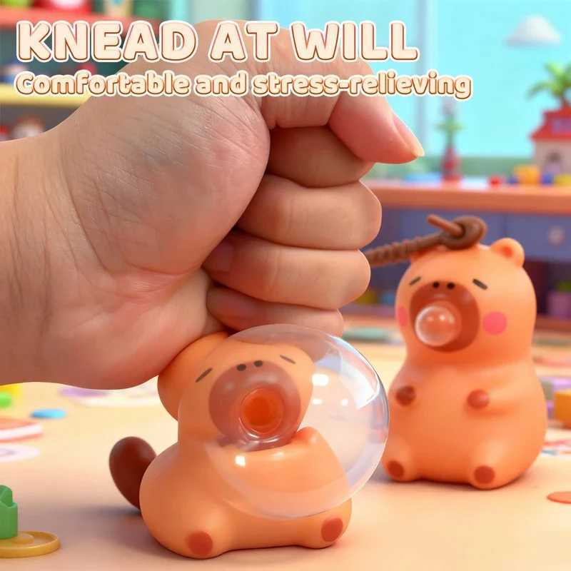 1PC Creative Capybara Doll Spit Bubble Fidget Decompression pinch toy Relieve Stress Children Fun Squeeze Interactive Toys Gift H260402