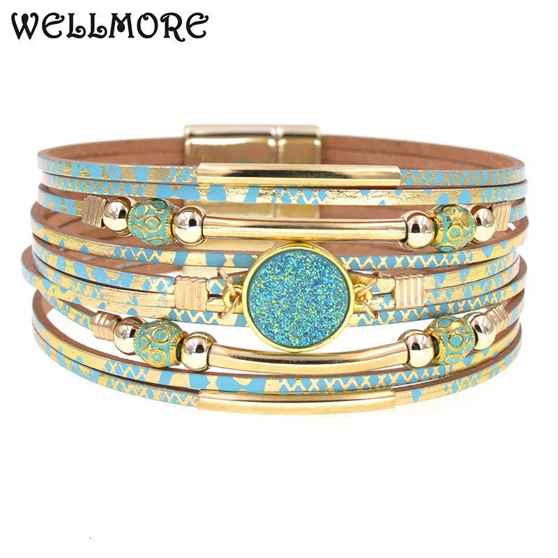 WELLMORE women bracelets bohemia bracelets fashion wrap bracelet leather bracelets for women Female Jewelry wholesale 260318BJ