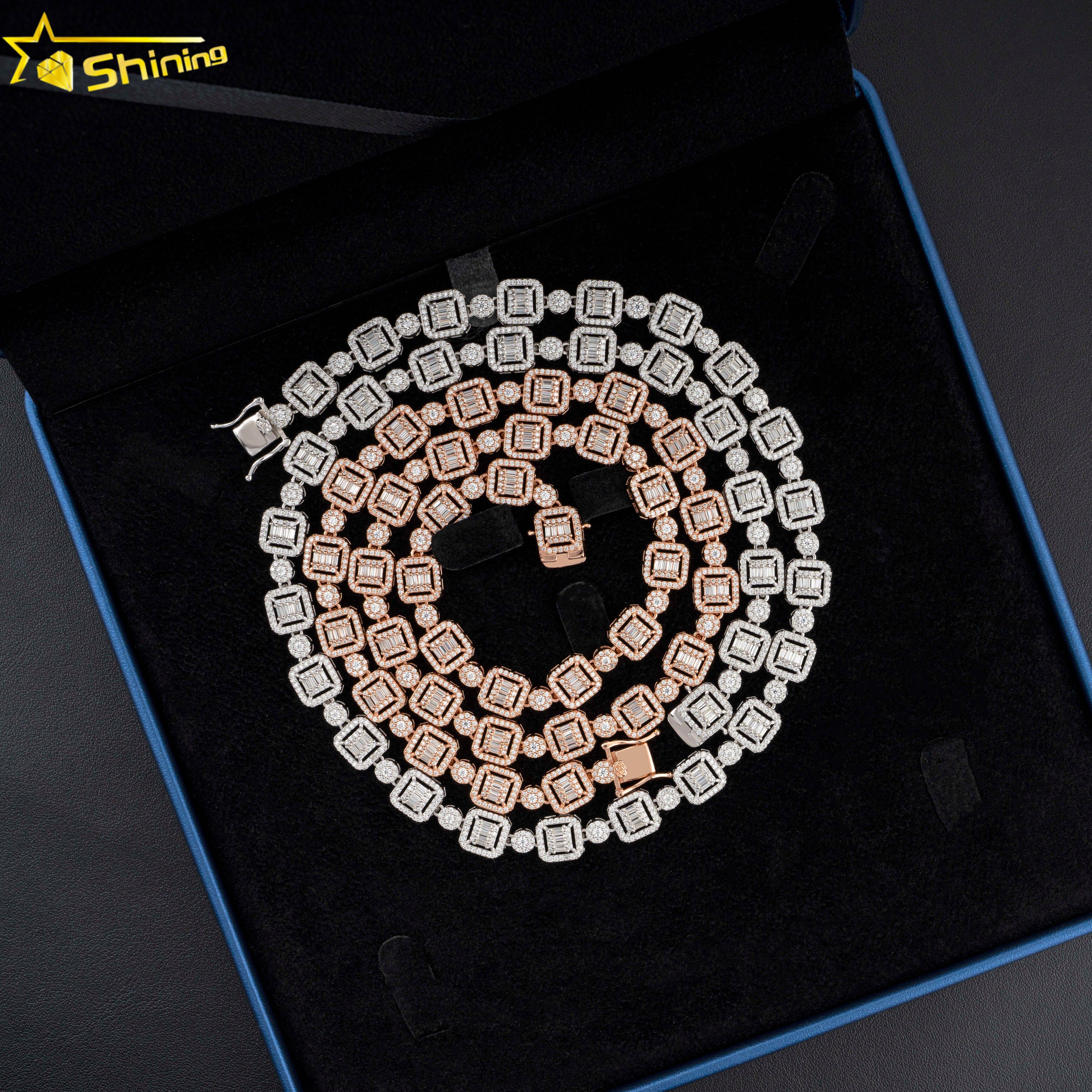 New Arrivals Hip Hop Iced Out Emerald Cut Moissanite Cuban Necklace for Women Men