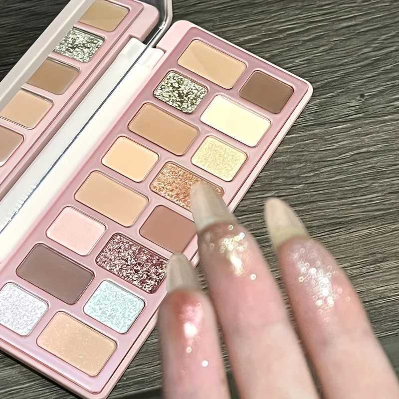 16-Color Eyeshadow Palette - Matte Shimmer FinishSoft Pink to Brown Earth TonesEveryday to Evening Makeup LooksLong-Lasting H260402