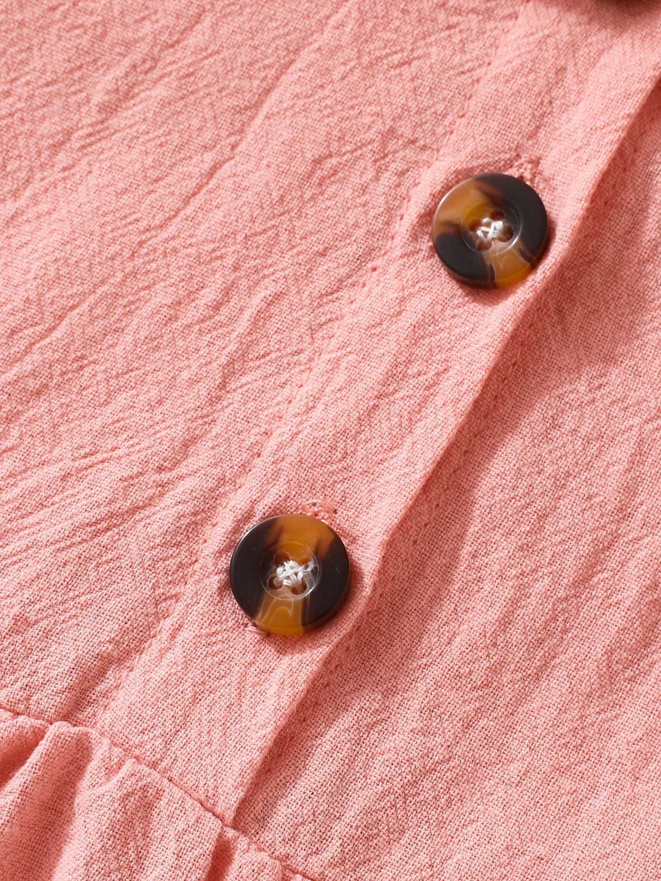 Girls Summer Casual Soft Pink Collar Dress Infant Girls Clothing Lightweight Comfortable Fashionable Toddler Girl Dress H260402