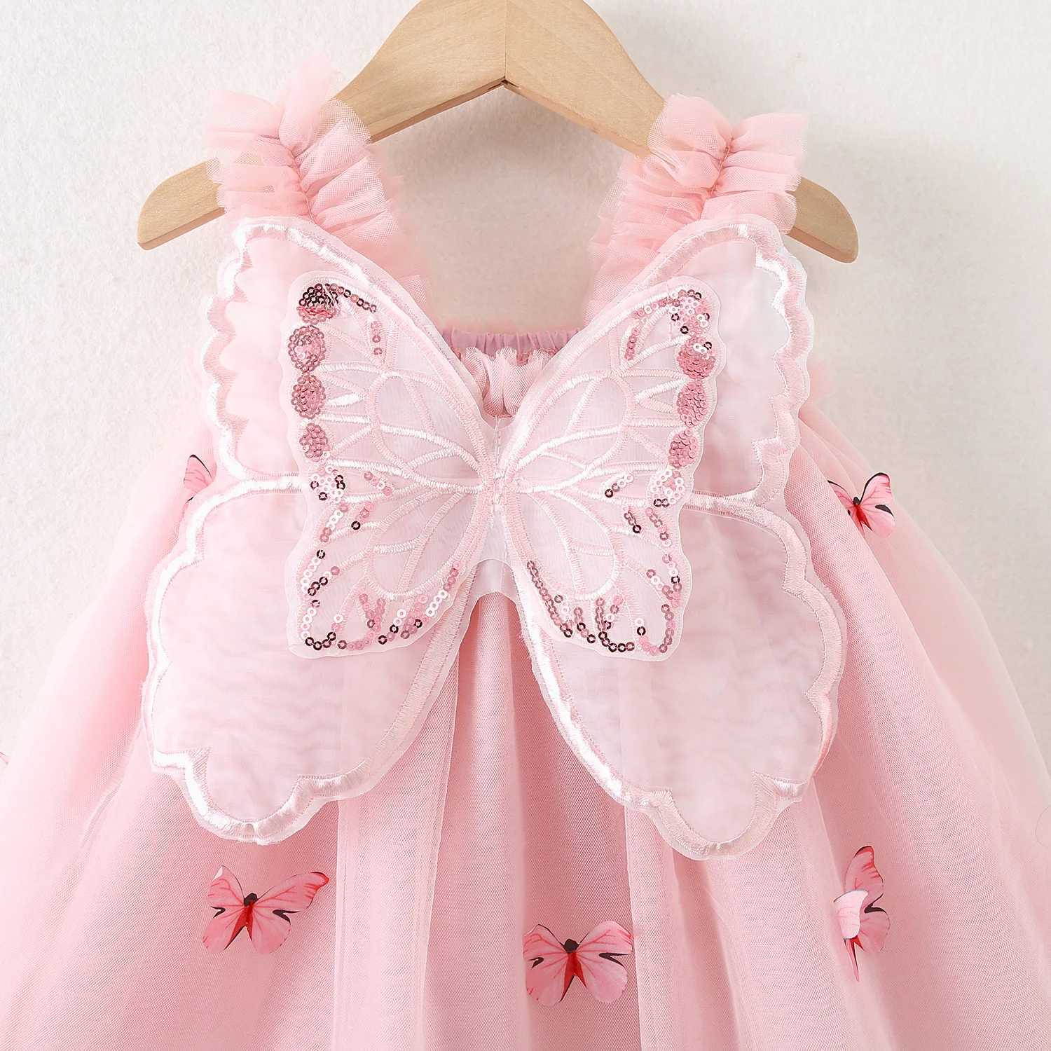 Baby Girl Dresses Summer Butterfly Mesh Sling Girls Dresses Cute Back Wing Girls Princess Dresses Baby Girl Clothes H260402