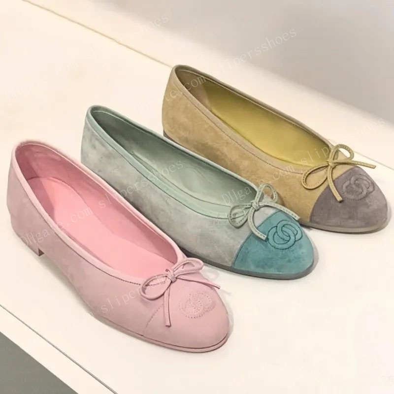 Designer Shoes Paris Brand Designer Black Ballet Flats Shoes Women Quilted Genuine Leather Slip On Ballerina Luxury Round Toe Ladies Dress Shoes HJ2G