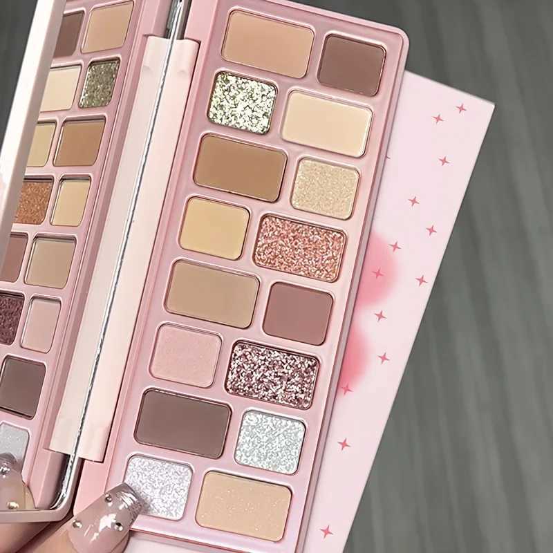 16-Color Eyeshadow Palette - Matte Shimmer FinishSoft Pink to Brown Earth TonesEveryday to Evening Makeup LooksLong-Lasting H260402