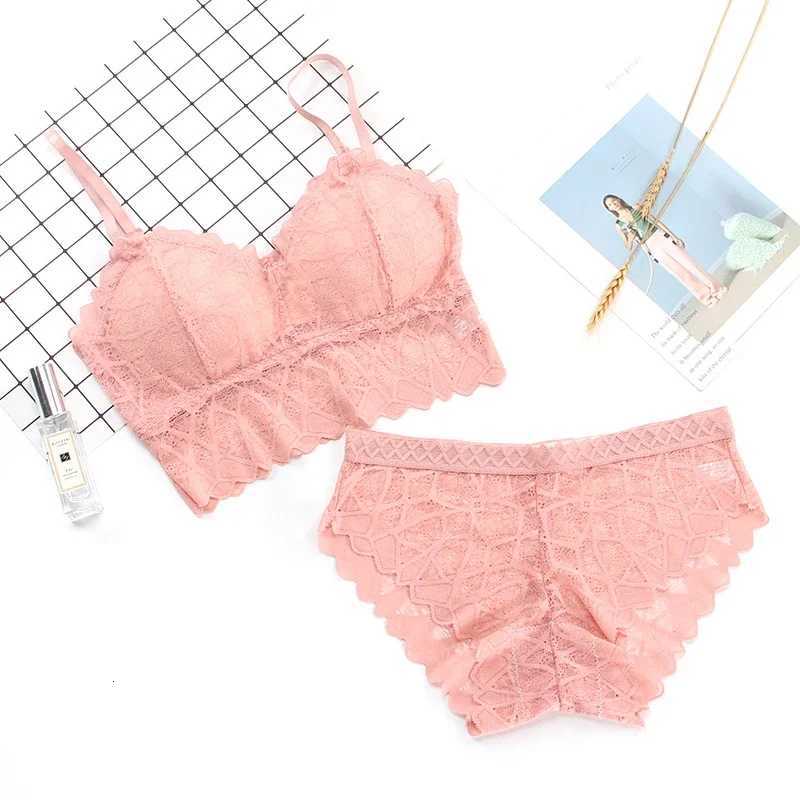 Womens Bra Set Beauty Back Tops Lace Push-up Bras and Panty Sets Wire Free Lingerie Solid Padded Intimates Underwear Z260402