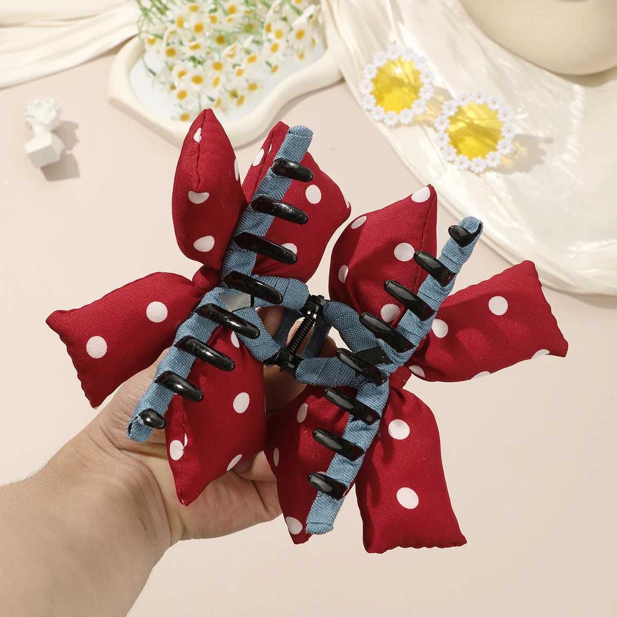 1pc Polka Dot Bow Hair Claw for Women Girls Korean Fashion Hair Clips Party Bowknot Barrettes Crab Hairpins Hair Accessories H260402