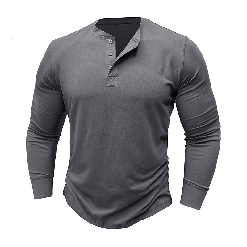 Mens Henley Tshirts Long Sleeve Basic Casual Band Collar T Shirts Comfortable Soft Pullover Tops Male Tee 251008
