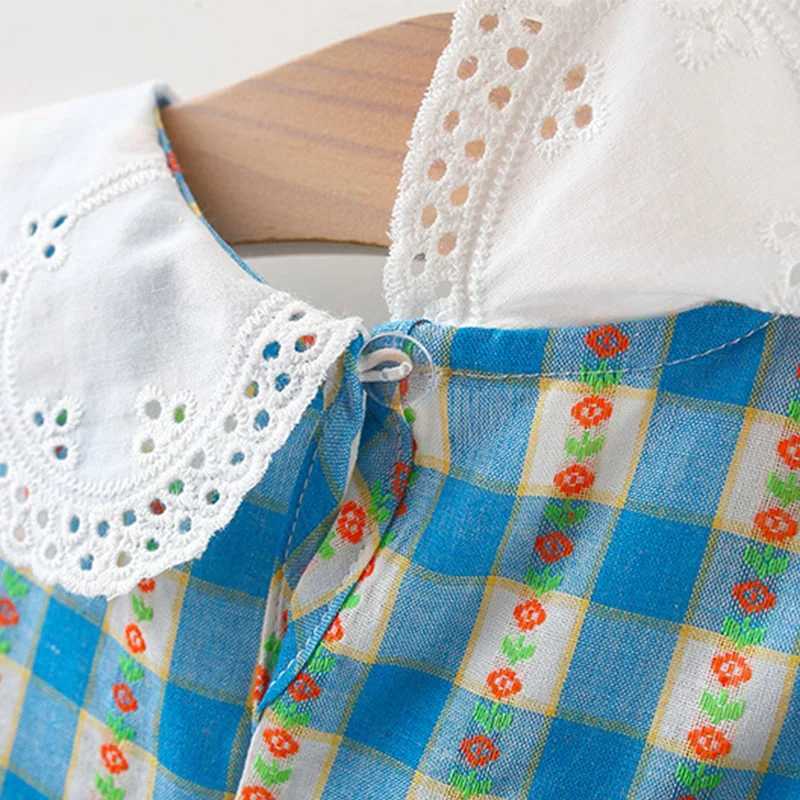 Baby Girl Dress Summer Cotton Plaid Floral Print Girl Dress Cute Sleeveless ChildrenS Princess Dress H260402