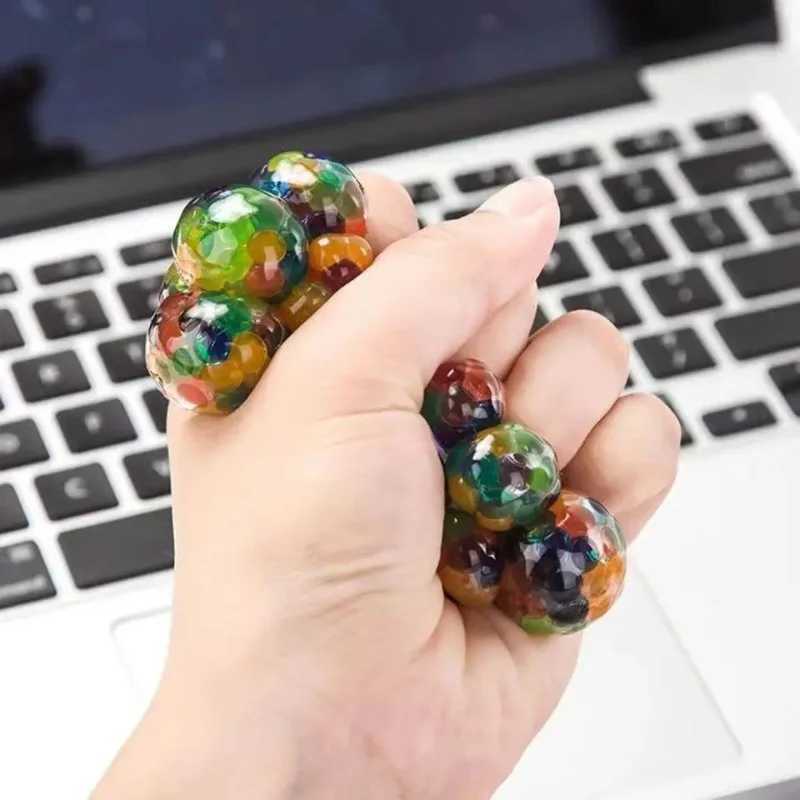 Rainbow Bead Squishy Stress Ball - Fidget Sensory Sticky Toy Stress Relief for Adults Perfect Party Favors Gifts H260402