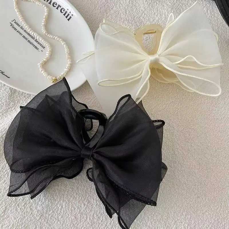 1pc Sweet Organza Reversible Bow Large Hair ClawCommuting versatile hair accessory suitable for daily and party gatherings H260402