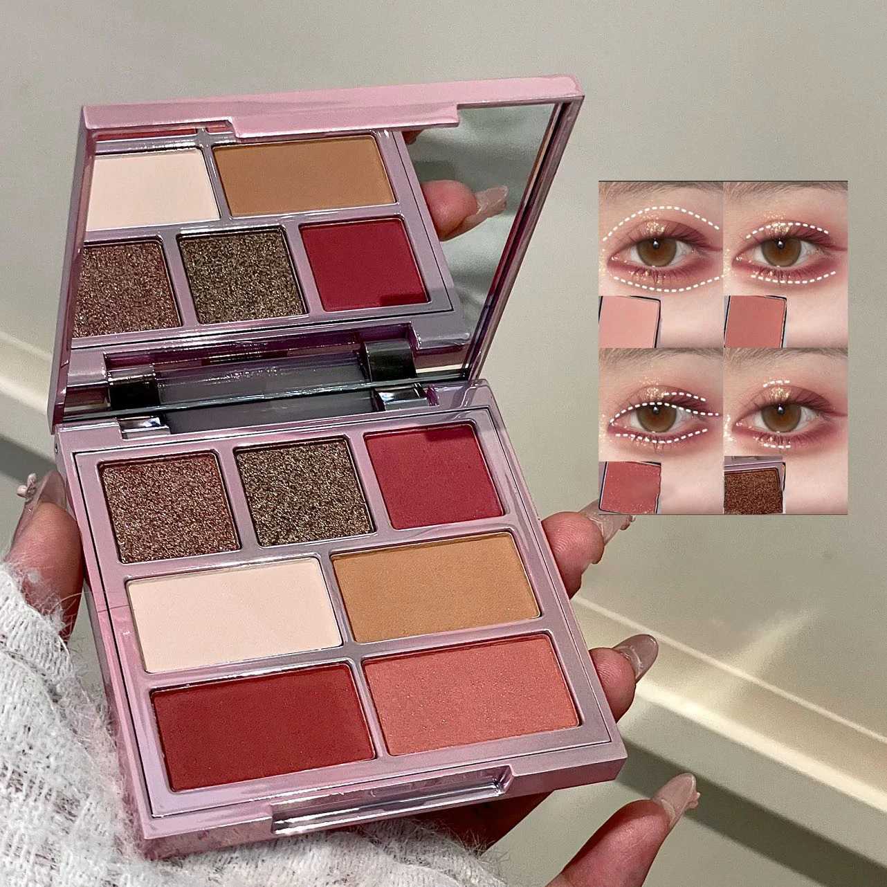 7Color Matte Velvet Red Eye Shadow Palette Facial Makeup Plate Powder Blusher Highlight Brightening Long-lasting Eye Shadow Tray H260402