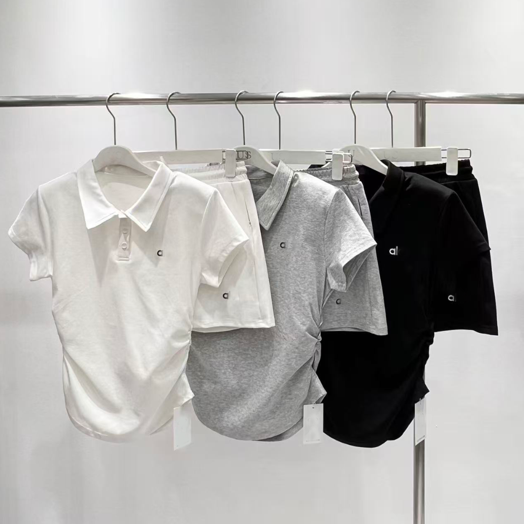 Women Yoga Outfit Workout Set Shorts Tennis Suits Shorts Short Sleeve Shirts Exercise Trousers Sweatshirt Tops Sport Running Casual Sport Wear