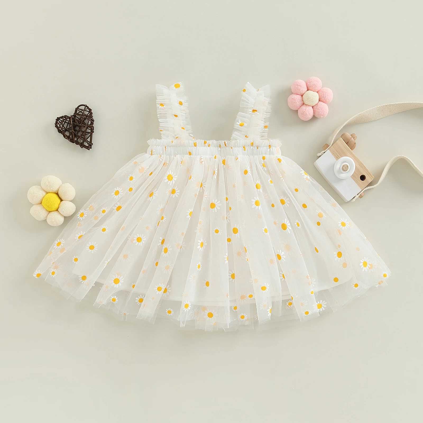 MaBaby 6M-5Y Summer Toddler Kid Baby Girls Tulle Dress Daisy Dresses For Girls Party Beach Holiday Clothing D01 H260402