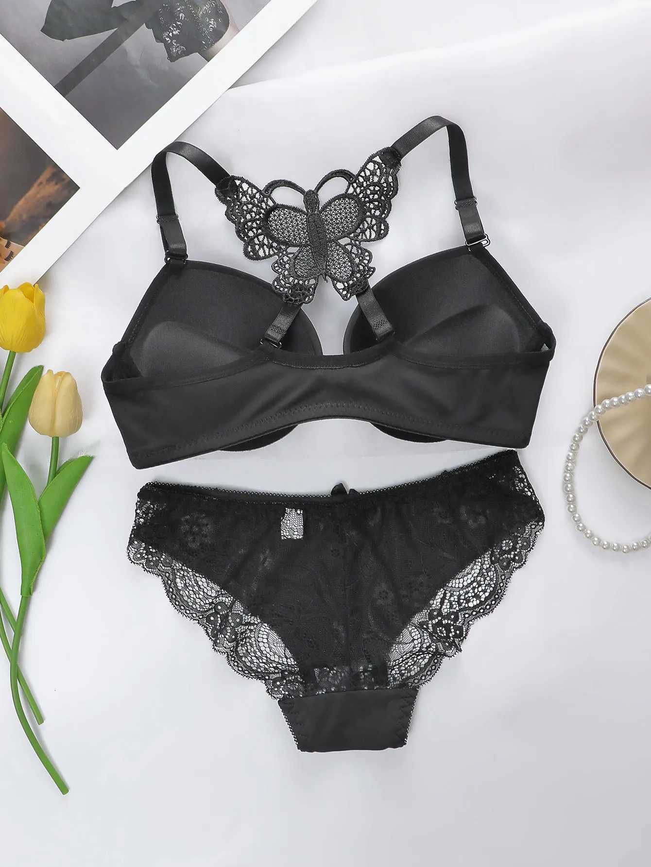 Hot selling 2-piece set of Lingerie Front Closure braissere beautiful back butterfly fashion bra push up womens set A2120 Z260402