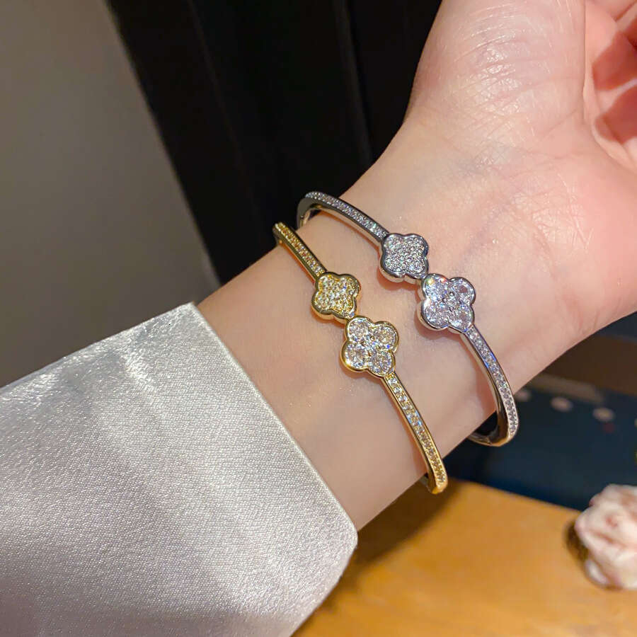 Bracelet Electroplated Zircon Flower Bracelet Ins Retro Daily Versatile Bracelet Fashion High End Feel Bracelet Wholesale Luxury Jewelry Designer Bang - view 5