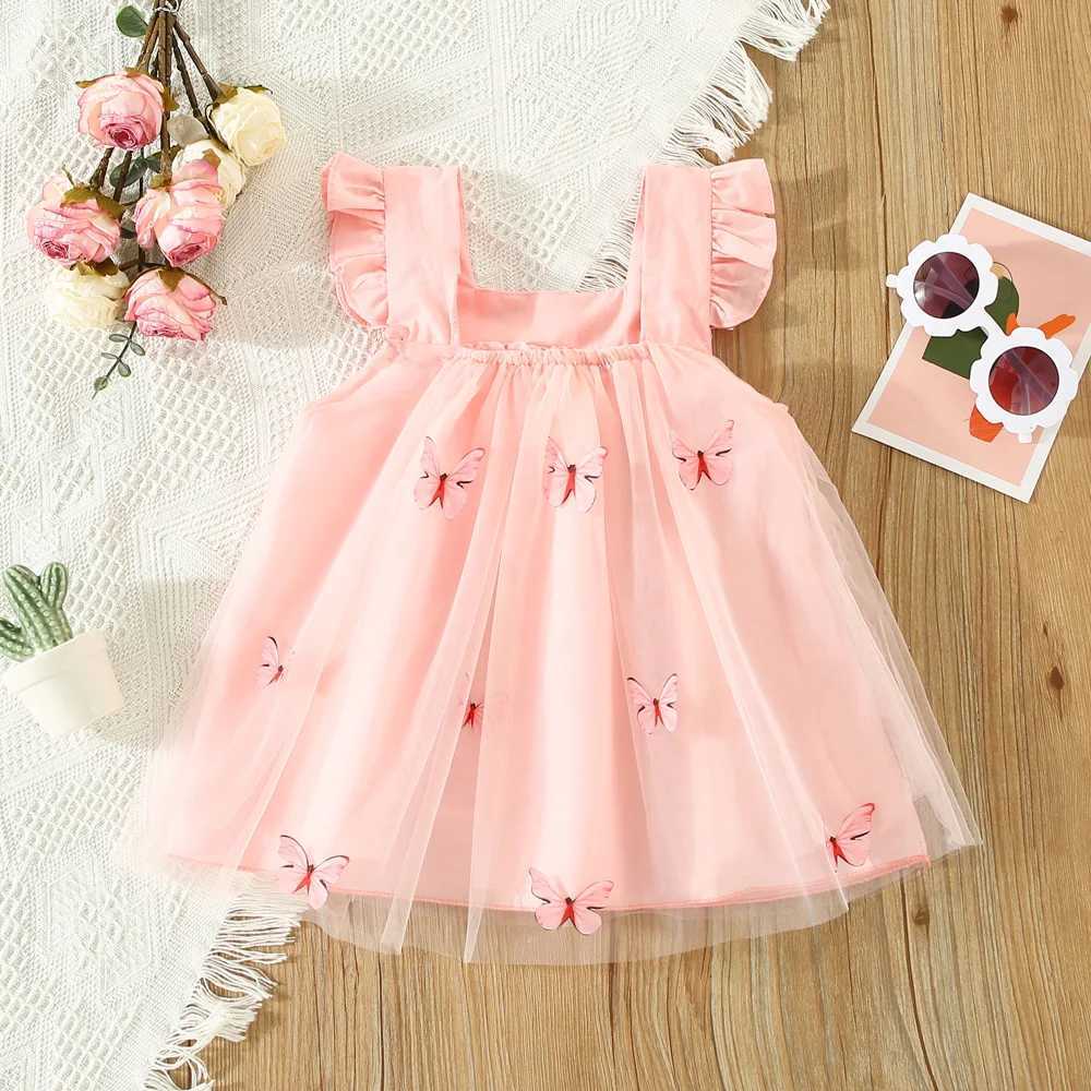 Summer Baby Girl Dress Girls Green Butterfly Mesh Princess Dress Children Birthday Party Clothing H260402