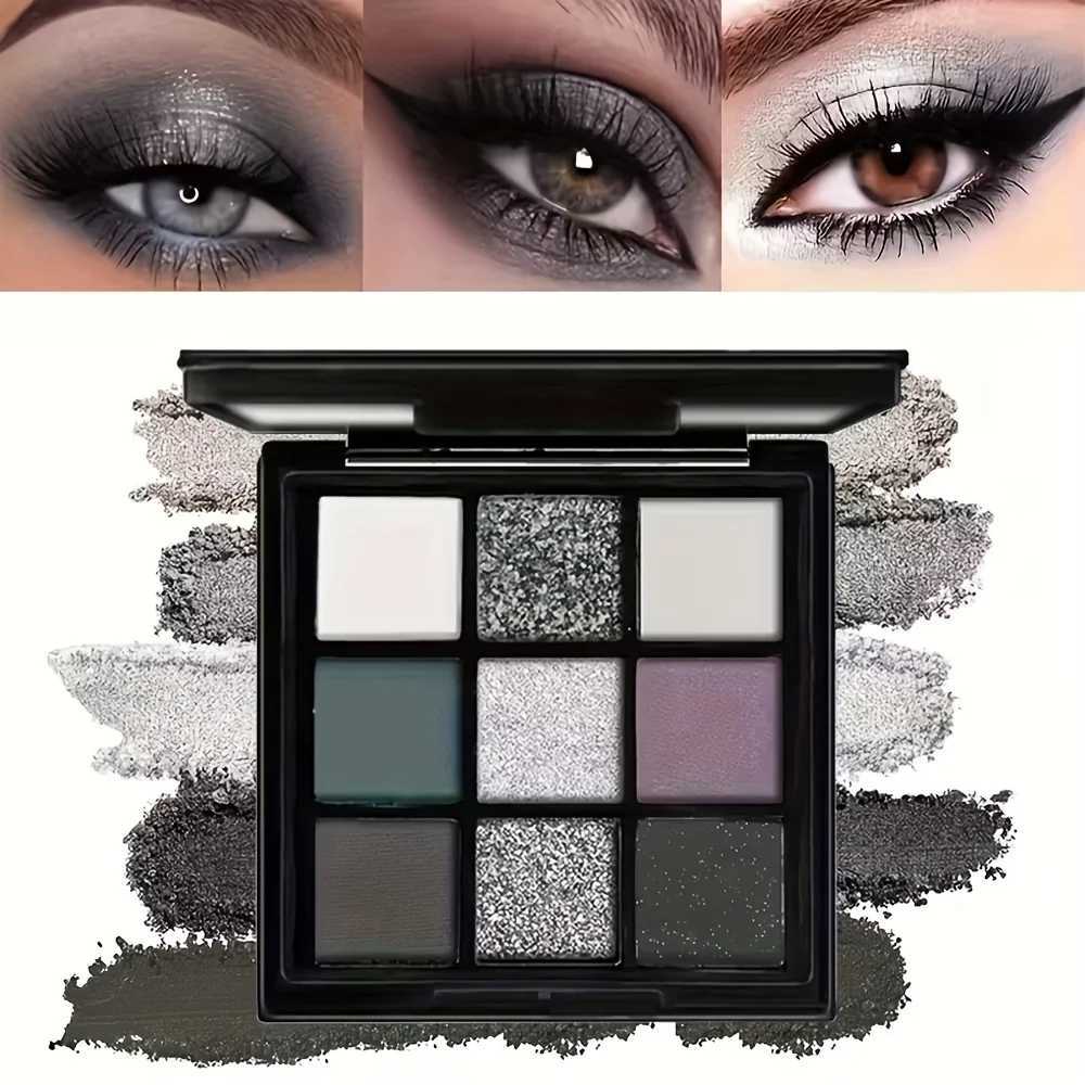 Smoky Eye Shadow Palette 9 Color Black Dark Grey Smokey Makeup Pallet Matte Shimmer Glitter Long-Wearing Waterproof H260402