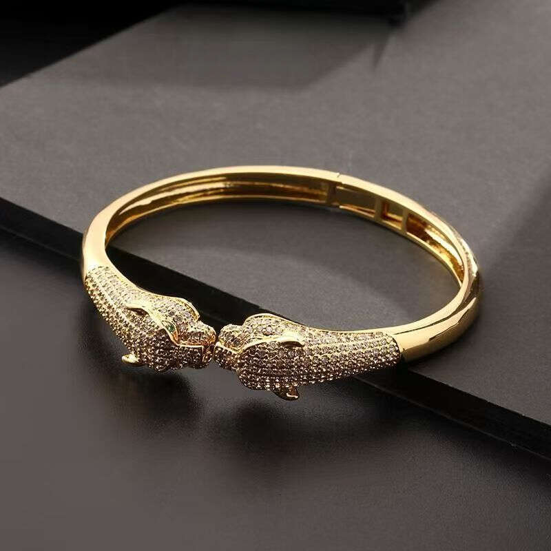 Bracelet Leopard Unique Design Bracelet Micro Inlaid Zircon Hip Hop Personality Niche Open Mouth Cheetah Bracelet Wholesale Luxury Jewelry Designer Ba - view 5