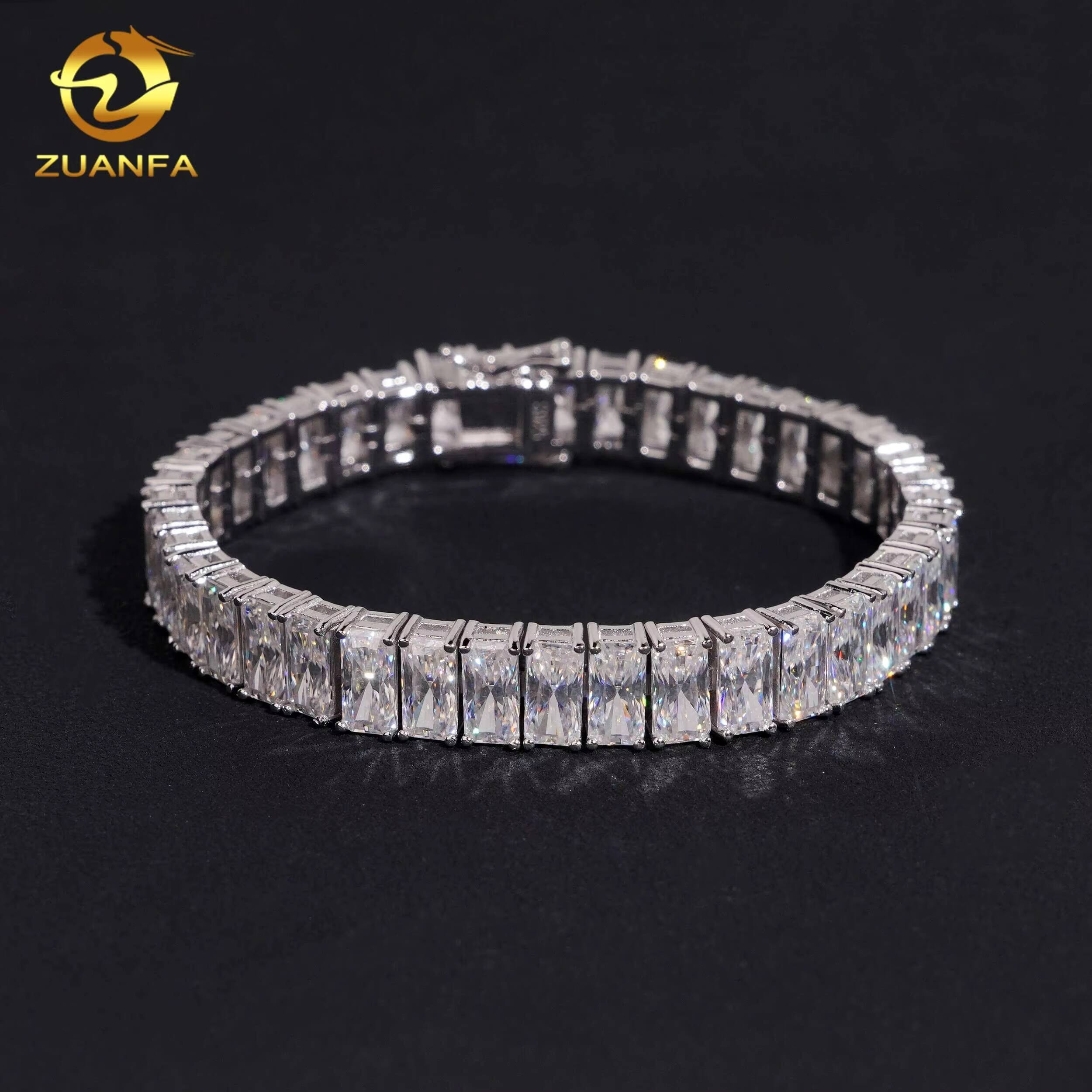 New Arrival Radiant Cut Hip Hop Jewelry 925 Silver Moissanite Diamond Tennis Bracelet Men Women Iced Out Tennis Bracelet