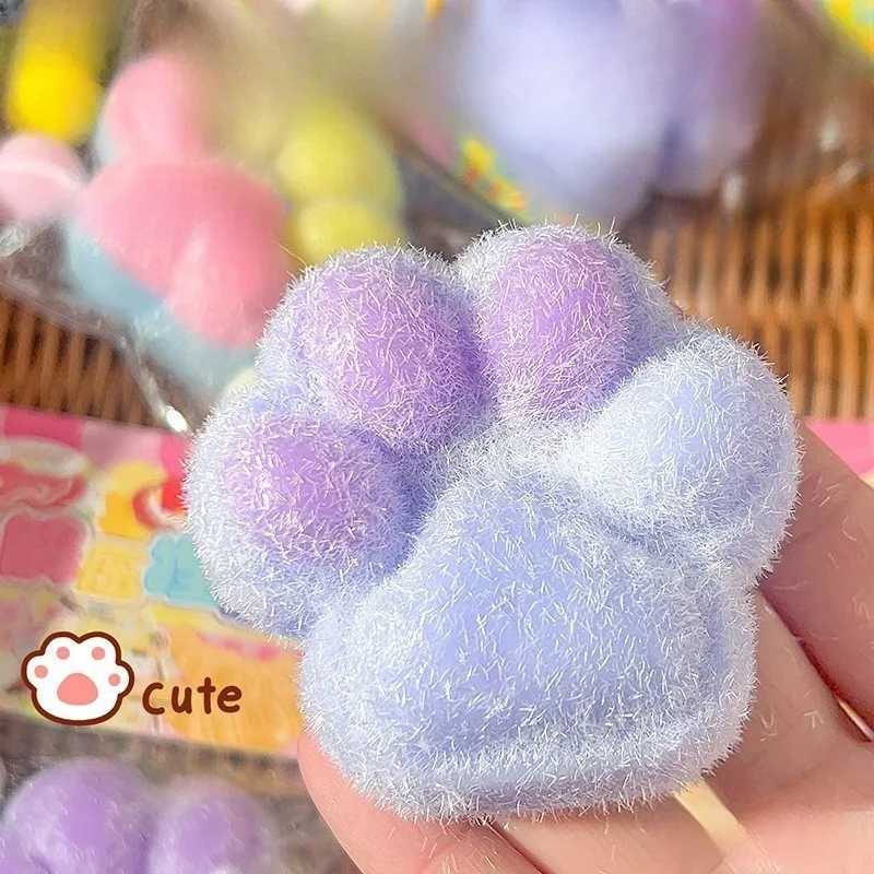 Cute Cat Paw Squishy Fidget Toy Soft Stress Relief Slow Rebound Silicone Pinch Decompression Toys Perfect Christmas Gift for Kid H260402