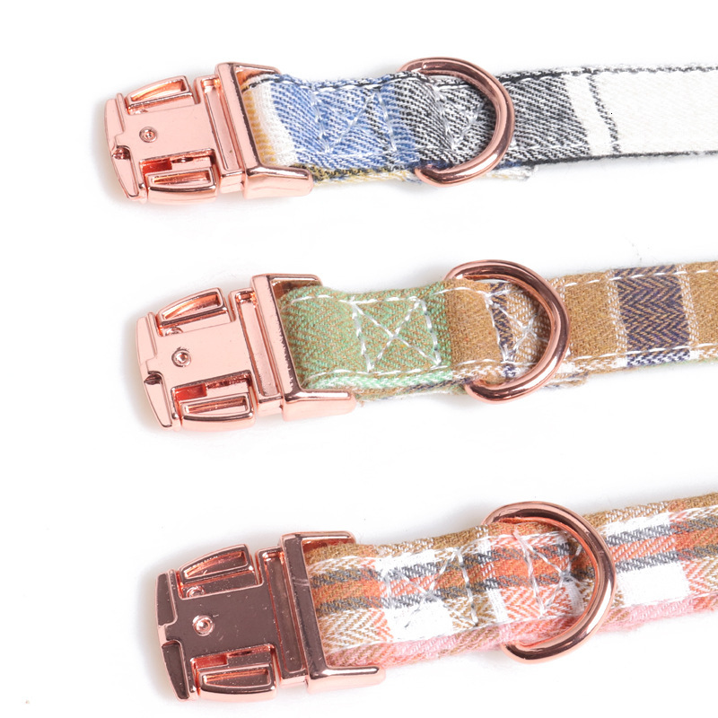 Pet Collar British Plaid Pattern Detachable Bowknot With Bell Comfortable Collar For Cats Kittens Macaron Color