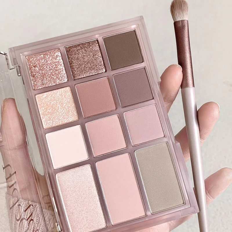 12-Colors Eyeshadow Palette Smokey Brown Rose Eye Shadow Makeup Silky Matte Shimmer Long-lasting Beginner Eyes Pigment Cosmetics H260402