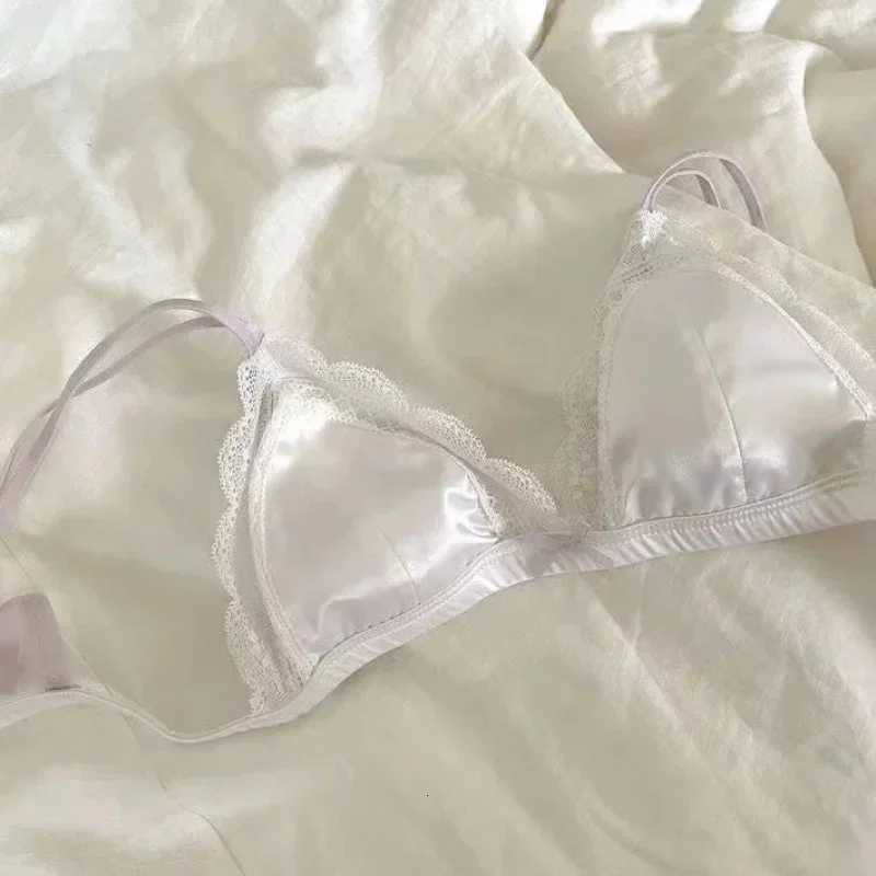 French satin girl ultra-thin lace summer breathable bra set Z260402