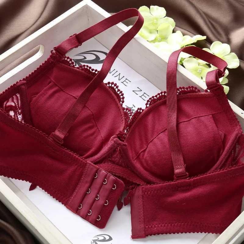 Japanese Peach Heart Women Floral Lace Underwear Set Push Up Bra And Panties Wireless Brassiere Briefs Female Lingerie Set Z260402