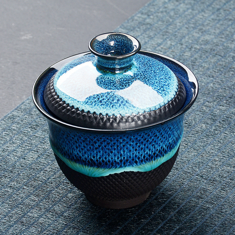 Travel Tea Set QuickService Cup Set with KilnTransformed Tenmoku Glaze Portable Business Gift Portable Kung Fu Tea Light 230726