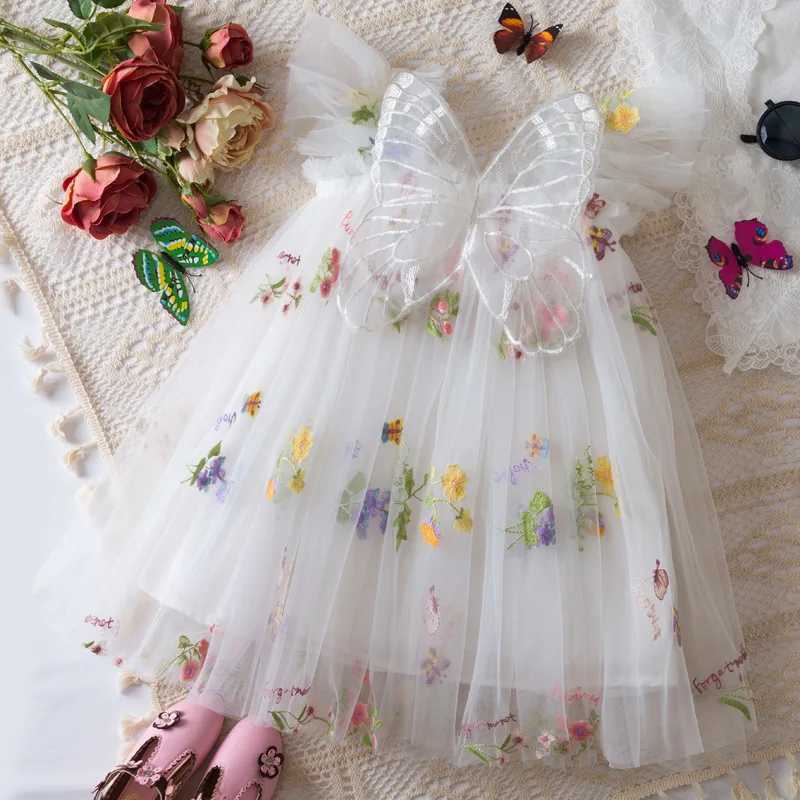 Summer New Cute Butterfly Chiffon Baby Girl Dress Princess Style ChildrenS Clothing 9 Months -4 Years Old H260402