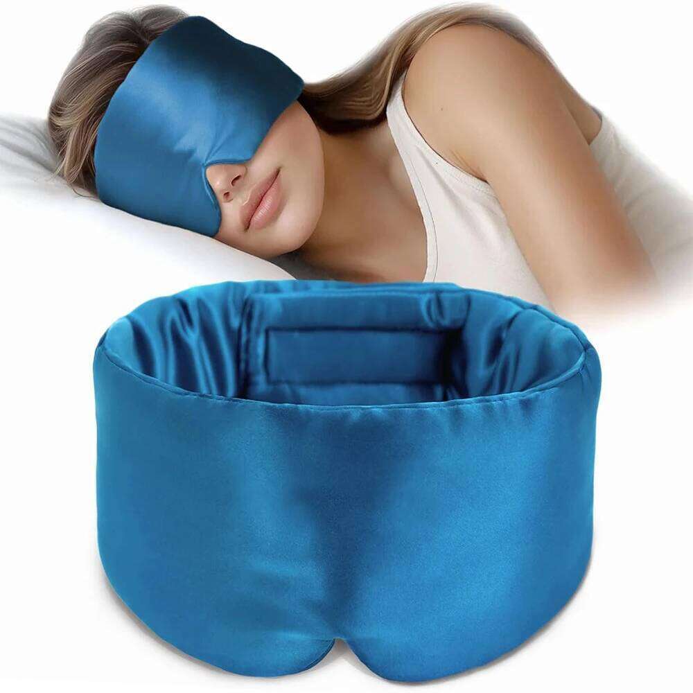 Sleep Soft Pressureless Sleeping Mask 100% Mulberry Silk for Eye Skin Anti Wrinkles,Adjustable Wide Velcro Ear Cover 26W0402