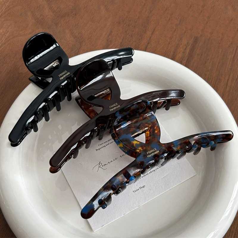 Korean Series Acetic Acid Hair Claws for Women High-End Large Shark Clip Back of Head Hair Volume Multiple Accessory Gift H260402