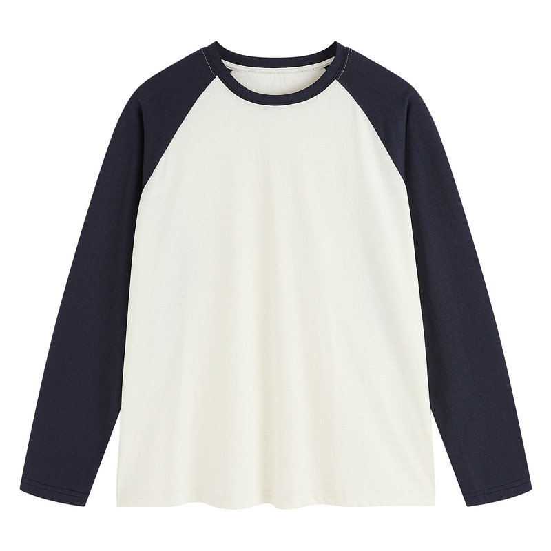 "Qilin Men's Wear" Raglan Long Sleeve T-Shirt for Men and Women, Loose Fit, Round Neck, Youthful Casual Top, 2026 Base Shirt