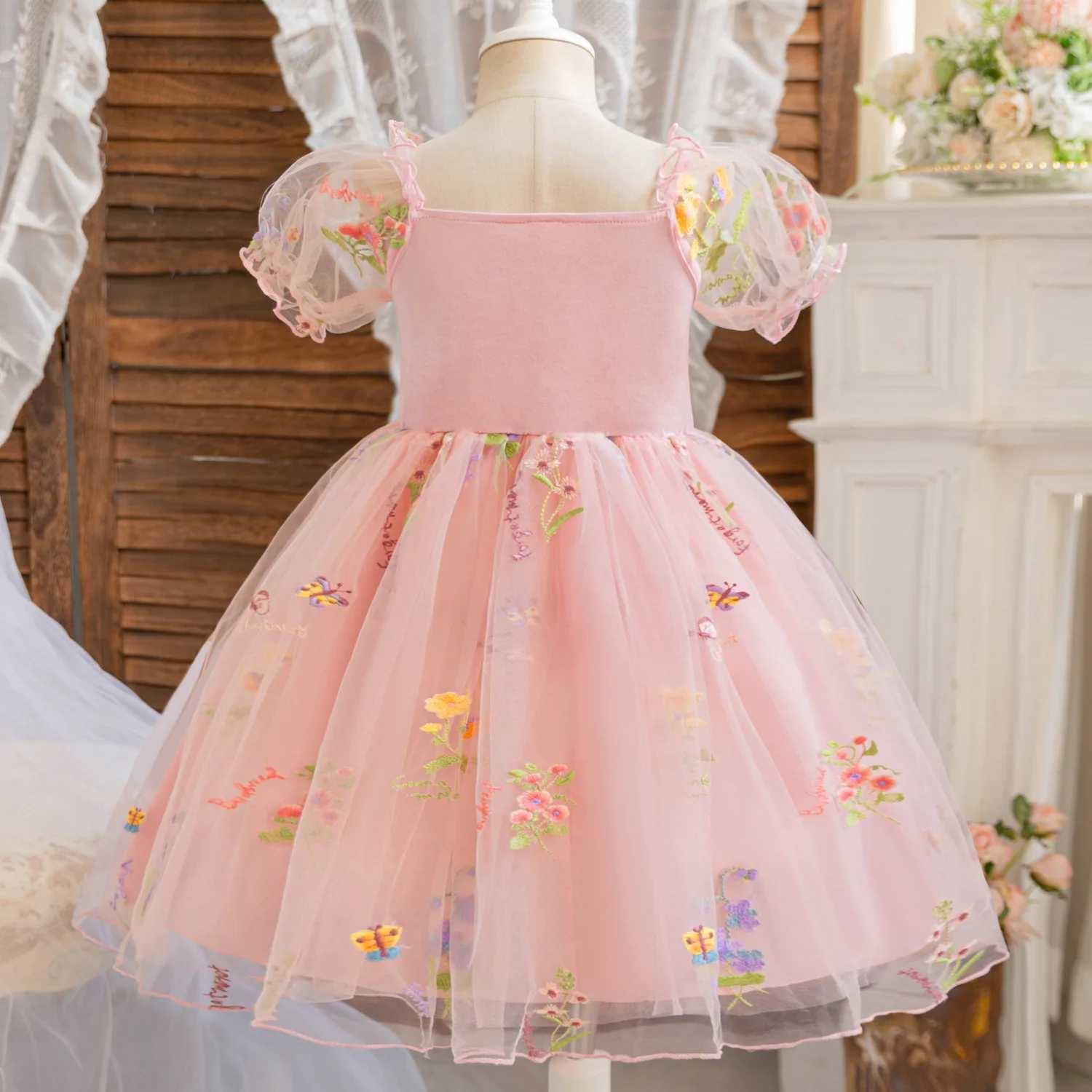 Toddler Baby Girl Fairy Dress Princess 1-5 Y Newborn Birthday Party Flower Dress Wedding Tulle Tutu Vestidos Kids Girls Costumes H260402