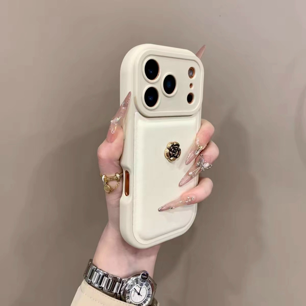 Camellia Card Holder Phone Case for iPhone 17 Pro Max 16 15