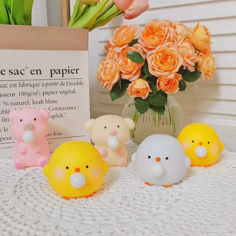 Handmade Cute Blow Bubble Chick Squishy Fidget Toys Decompression Sensory Stress Relief Squeeze Toy For Adults Kids Party Favors H260402