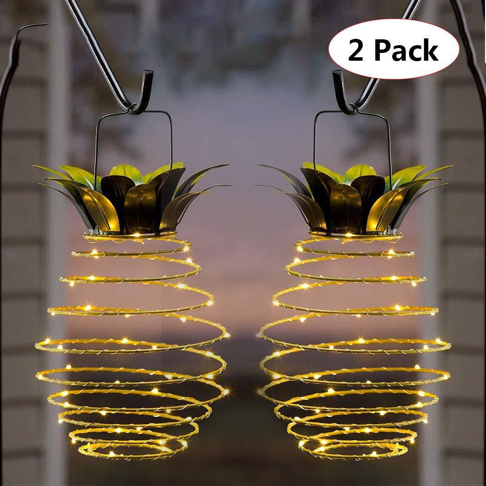 Solar powered Pineapple Iron Lantern LED Copper Wire String Outdoor Waterproof Garden Decorative Hanging Lamp