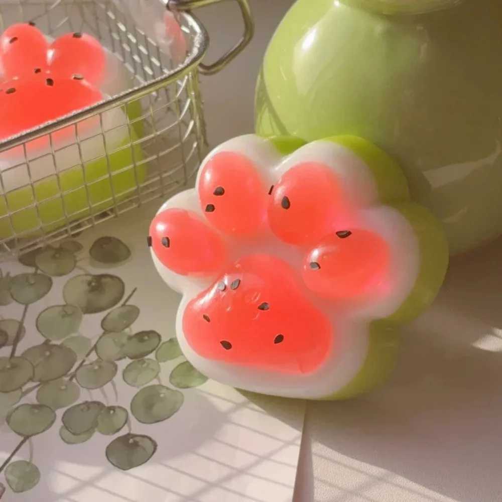 Summer Limited Edition Watermelon Cat Paw Antistress Foot Squishy Toy Cute Mochi Squeeze Fidget Stress Reliever Toy H260402