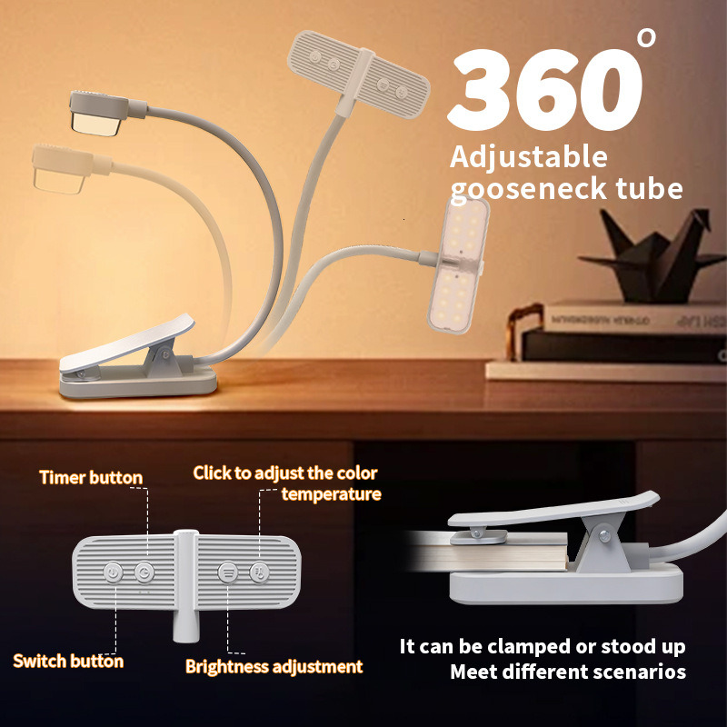 Clip bookmark light book clip light eye protection soft light reading light tri color temperature setting creative book light