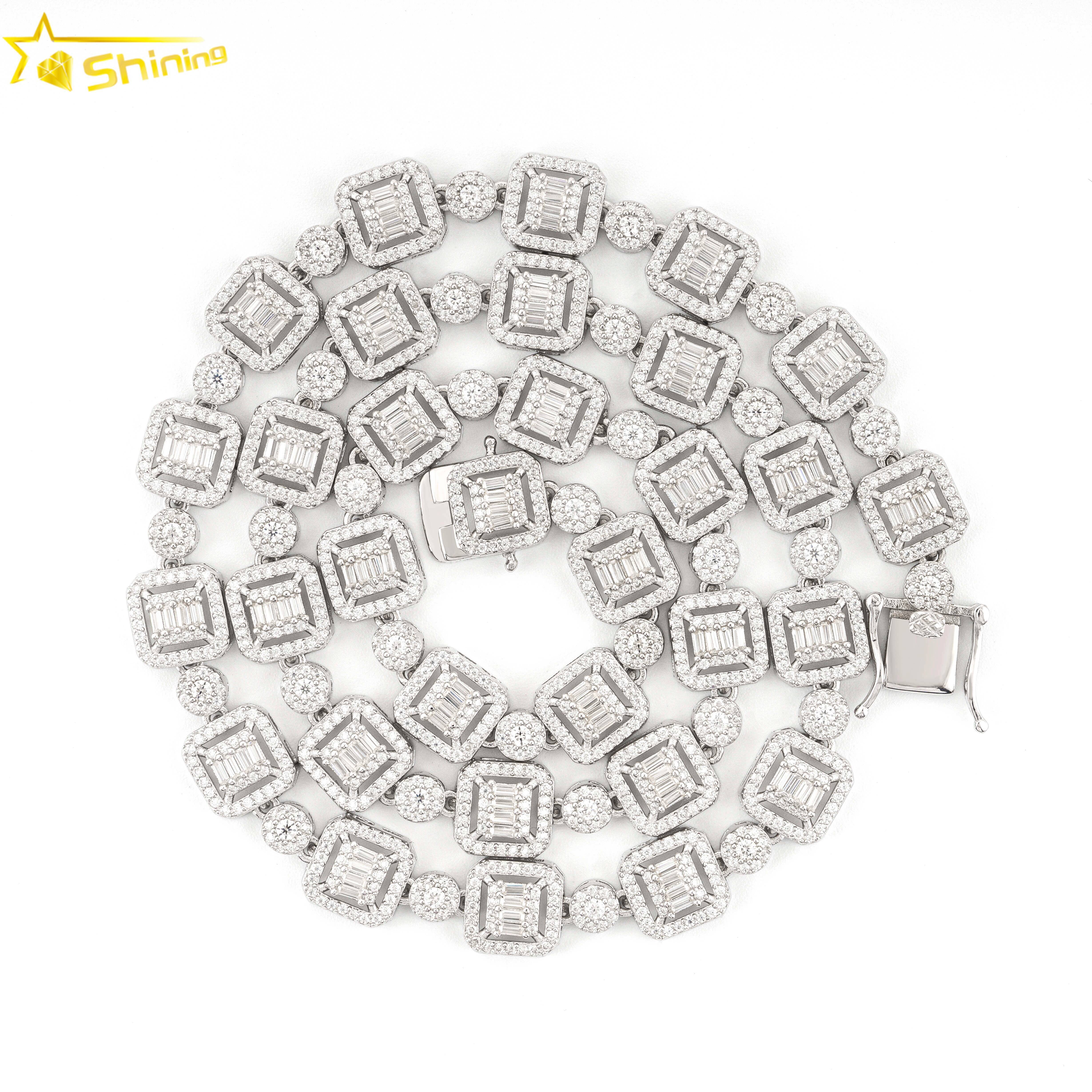 New Arrivals Hip Hop Iced Out Emerald Cut Moissanite Cuban Necklace for Women Men